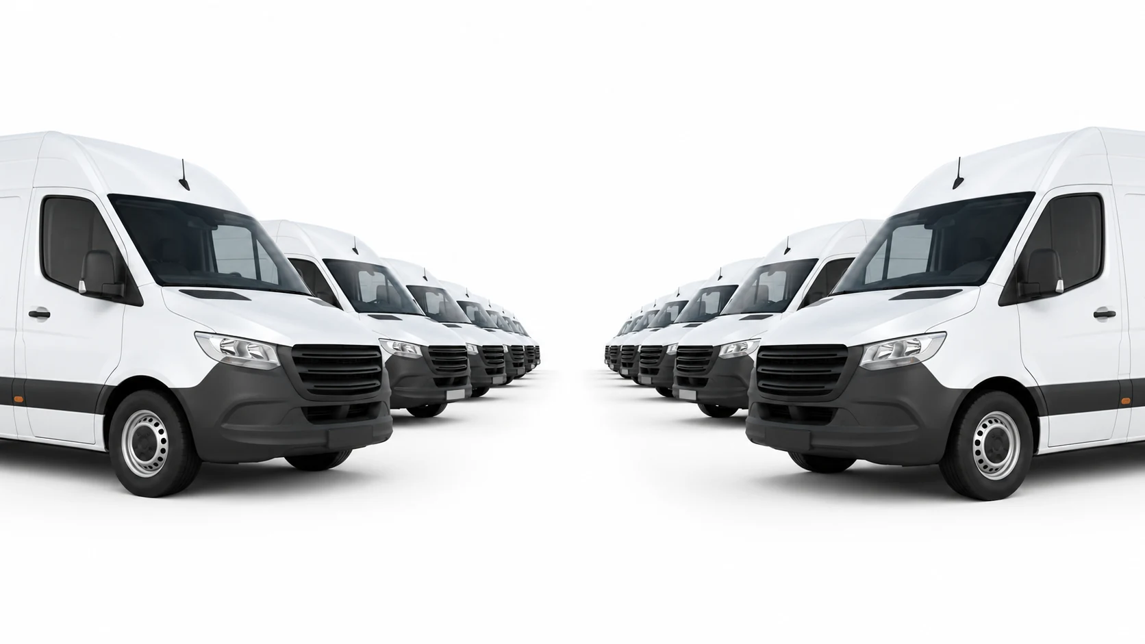 Lieferfahrzeuge an einem modernen Logistikstandort.